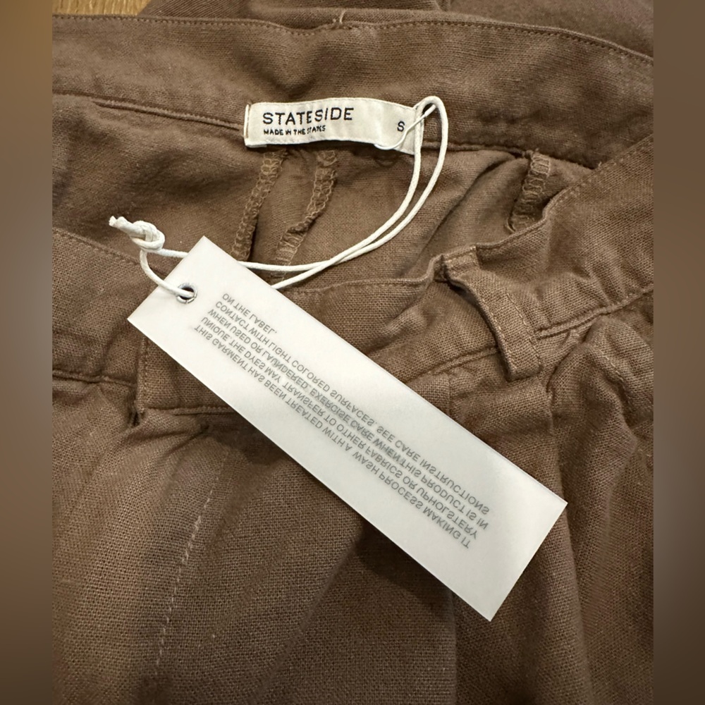 $208 NEW with tags!  Stateside Women's Linen Wide Leg Trousers - Twig - Small - Picture 7 of 10
